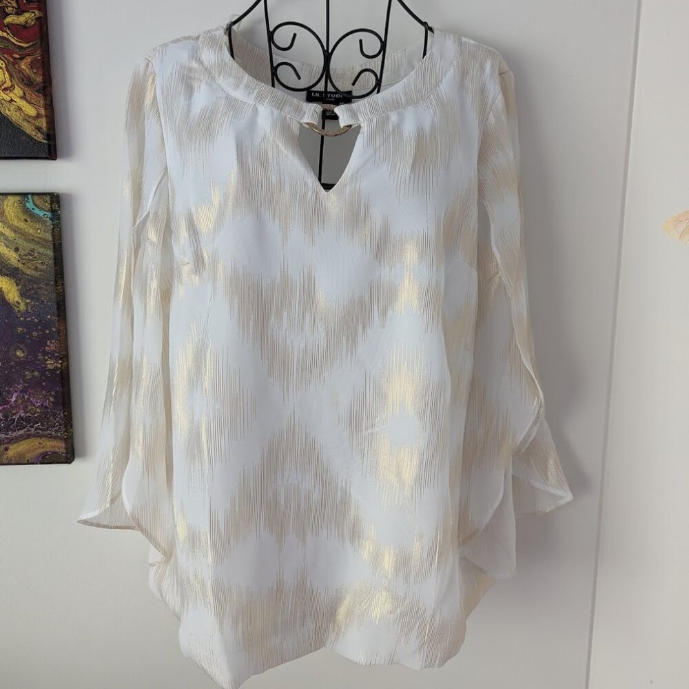 I.N. Studio White & Gold Blouse